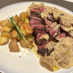 Mr.Porcino - 蝦夷鹿のロースト〜ポルチーニ茸のクリームソース、キタアカリ