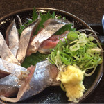 まるさん松本 - 2014年9月昼再訪。半身はお刺身で。