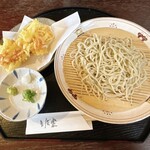 そば楽 - 天ざるセット、真上から！