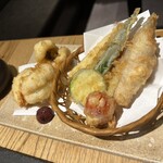 じねんじょ庵 - 鱧と太刀魚と夏野菜の天ぷら盛り合わせ