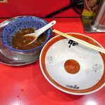 ラーメン タロー 五反田の陣 - つけ麺豚入り1,200円（野菜マシ、削り節）