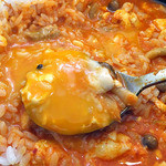 コッテジ - 「夜ランチ・豆腐チゲセット（大盛り）」の豆腐チゲ（ご飯・生卵を投入）（２０１４年９月）