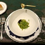 SALONE 2007 - 【トロフィエ　ジェノベーゼ　サザエ　万願寺唐辛子】　★トロフィエというショートパスタ｡サザエ、肝のソース｡