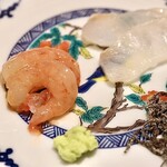 玄水 - 天然ヒラメ、甘エビ昆布じめ