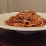 ア ミオ アージョ - 「北海道産エゾ鹿モモの煮込み　自家製ドライトマト添え　パッパルデッレ」