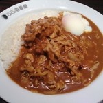 カレーハウス CoCo壱番屋 - H.25.12.16.夜 ポークカレー+納豆+豚しゃぶ+半熟タマゴ+300g+3辛=960円