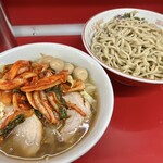 ラーメン二郎 - ラーメン（990円）＋つけ（100円）＋味うずら（120円）＋SUPERキムチ（150円）、ニンニクコール