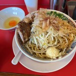ラーメン金剛 - 汁なし　ヤサイ、アブラ、にんにく