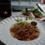 Kichiri - 魚介のトマトクリームソースのパスタだお(´・ω・｀)