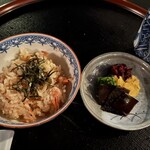 鶴清 - 海老ごはん　香の物
