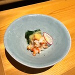 いざかや しん - 夜泣き貝(ナガニシ)とサムライねぎのぬたです(o^^o)