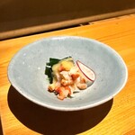 いざかや しん - 毎回ご用意頂く夜泣き貝に今回は広島県東広島市の名産『サムライねぎ』を合わせてぬたを拵えて頂きました(o^^o)