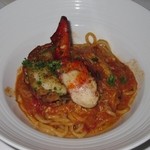 Taormina Sicilian Cuisine - 2014年の蟹のピリ辛トマトクリームソースの生スパゲティ メインロブスターのソテーと共に