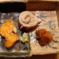 佐野鮨 - 鮟肝、トキシラズの筋子、煮烏賊