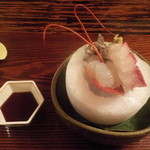 御料理　魚安 - 向付、伊勢海老と真鯛:2014/9