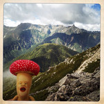 穂高連峰とタケちゃん