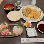 磯料理 ゑび満 - 地魚フライ（お刺身付）定食　1900円