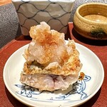 天ぷら 元吉 - 鯵（淡路産） 大根おろし、酢橘、醤油