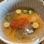 湖里庵 - トマト出汁にほんの少し炙った鮒鮨の風味が隠れています