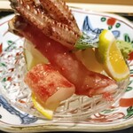 銀座 蟹 あかつき - 旬のお造り(裏側からのアングルです)
