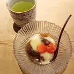 銀座 蟹 あかつき - 甘味 (わらび餅・柚子シャーベット)