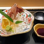 銀座 蟹 あかつき - 旬のお造り(毛蟹・タラバ・鯛のお造り)