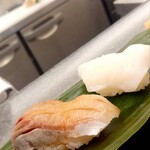 すし辰の立ち食い - カンパチと生たこ