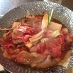 風月本店 - 火が通ってきた霜降り牛肉旨い！