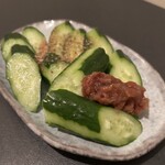 天串と海鮮の店 はれ天 - 梅きゅうり