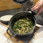 コムトゥヴ - 白ミル貝、真珠貝、蛤の〆ごはん　青紫蘇の香り