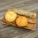 竹徳かまぼこ - 料理写真:・もずく天
・煮玉子しんじょう
・甘えびしんじょう