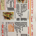 コージーズ - テイクアウトメニュー