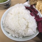 いもや - 「天ぷら定食」（汁附き、ご飯大盛、1,000圓）
「はも」（山口産、二つ、300圓」
「まひたけ」（150圓）のご飯大盛。