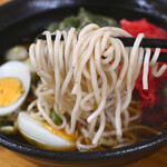 ふじ - 天ぷら2ヶそば(紅生姜天＆春菊天)@税込560円、ゆで玉子＠税込60円