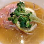 麺家 たけ田 - 鯵の焼き出汁冷やしラーメンアップ