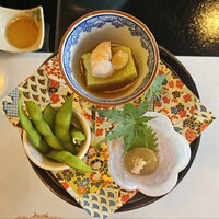 和 みなもと 鎌倉パークホテル - 前菜(枝豆豆腐のべっ甲餡、枝豆、蟹味噌)