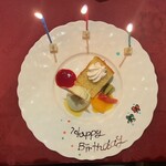 RESTAURANT レンガ屋 - シェフのおまかせコース　デザート　誕生日バージョン