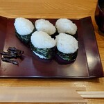 めいふつ天むすの千寿 - 天むす一人前(5個) (800円)  + お味噌汁 (あおさ) (200円)