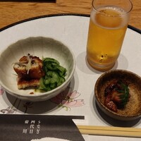 うなぎ四代目菊川 ムスブ田町店 - 鰻ざくに肝焼き