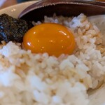 Ramen FeeL - 名古屋コーチンと海苔の佃煮のコンビが素晴らしい。ご飯は固めが良いようです。