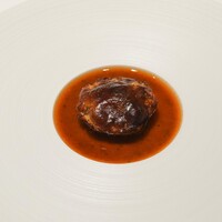 カンテサンス - オマール海老、水なすを帆立貝のムースで包んで、ソースは海苔がアクセント