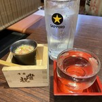 大和八木酒場 豊祝 - 豊祝純米吟醸とお通しの茶碗蒸し