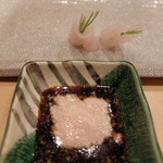 鮨 真菜 - かわはぎ肝醤油