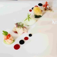 テラコヤ - 夏の魚介を4種のセピーチェに仕立てて。ワサビのソルベ添え