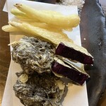 旬菜処 びいどろ - 天ぷら(しまらっきょ、紅芋、もずく)