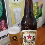 じぃえんとるまん - サッポロ赤星大瓶450円税込、以下内税表記、大人の義務教育、633マグナム砲が、この値段で飲めるのがじぃえんとるまん最大の魅力