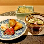 宿酒 きんきん - 20250707前菜３種盛り合わせ