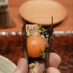 水づき - 『胸肉と茗荷のたたき/きんかん』