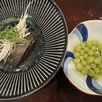 酒亭 田中 - 冷やしなすび・うすい豆