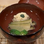 御料理 寺沢 - 湯葉真薯､あわび､陸蓮根の椀物